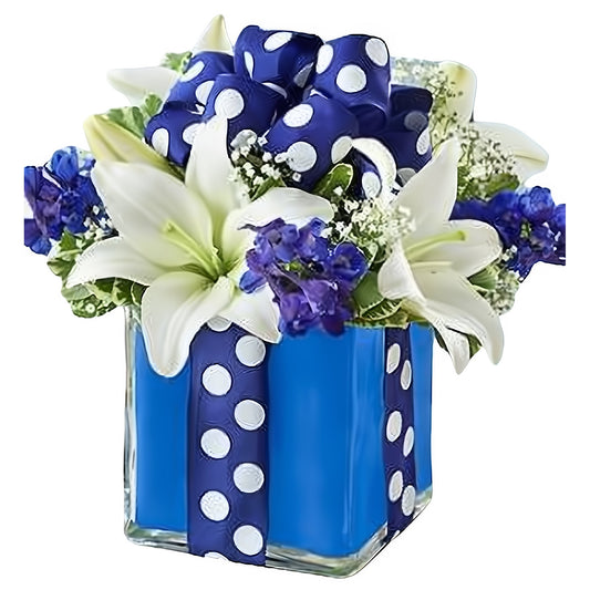 All Wrapped Up - Blue - Floral Arrangement - Flower Delivery Brooklyn