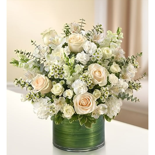 Cherished Memories - All White - Floral Arrangement - Flower Delivery Brooklyn