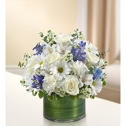 Cherished Memories - Blue and White - Floral Arrangement - Flower Delivery Brooklyn
