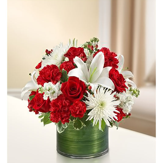 Cherished Memories - Red and White - Floral Arrangement - Flower Delivery Brooklyn