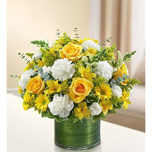 Cherished Memories - Yellow and White - Floral Arrangement - Flower Delivery Brooklyn