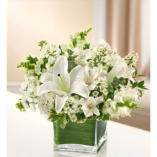Healing Tears - All White - Floral Arrangement - Flower Delivery Brooklyn