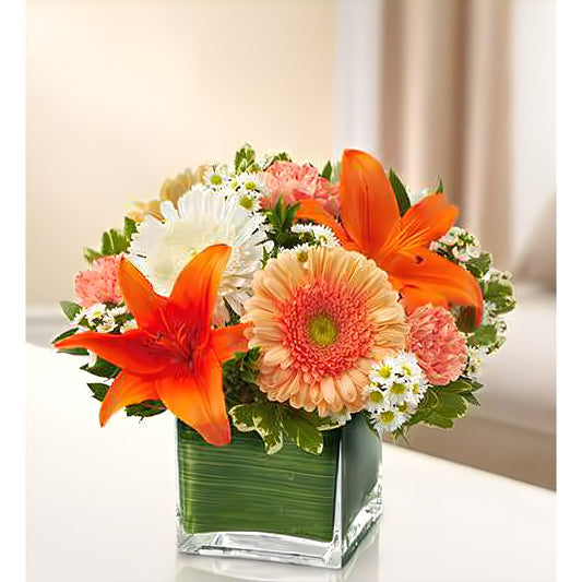 Healing Tears - Peach, Orange and White - Floral Arrangement - Flower Delivery Brooklyn