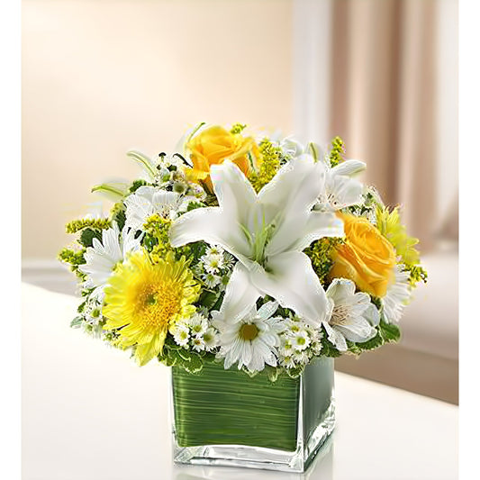 Healing Tears - Yellow and White - Floral Arrangement - Flower Delivery Brooklyn
