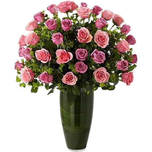 Luxury Rose Bouquet - 24 Premium Long Stem Pink & Lavender Roses - Floral Arrangement - Flower Delivery Brooklyn