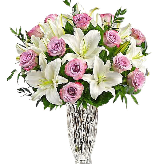 Marquis by Waterford Sympathy Rose and Lily - Floral Arrangement - Flower Delivery Brooklyn