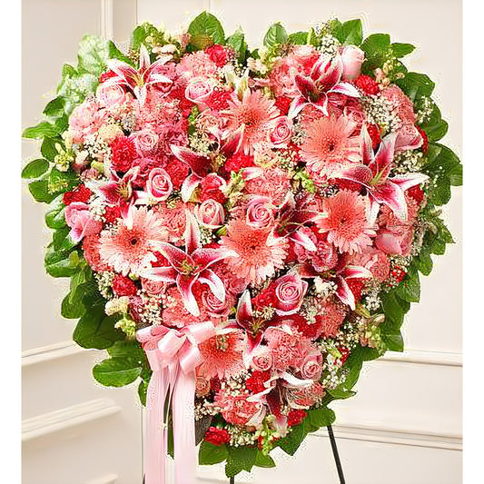 Pink Mixed Flower Heart - Floral Arrangement - Flower Delivery Brooklyn