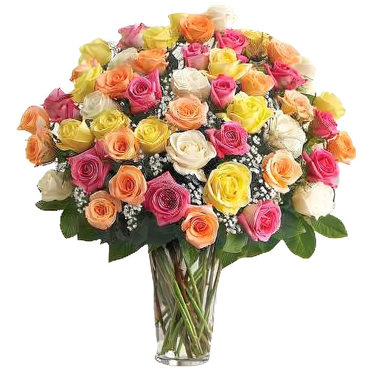 Premium Long Stem - 48 Assorted Roses - Floral Arrangement - Flower Delivery Brooklyn