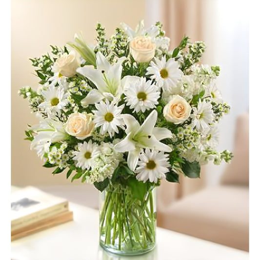 Sincerest Sorrow - All White - Floral Arrangement - Flower Delivery Brooklyn