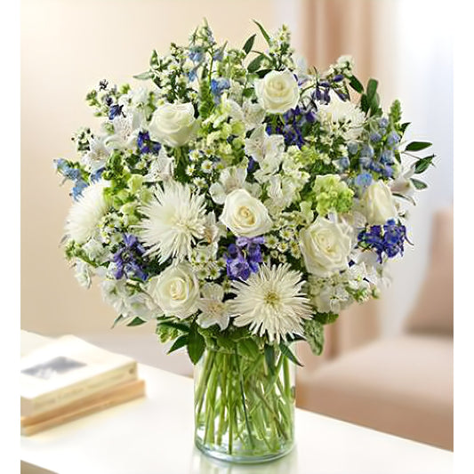 Sincerest Sorrow - Blue and White - Floral Arrangement - Flower Delivery Brooklyn