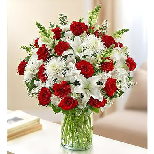 Sincerest Sorrow - Red and White - Floral Arrangement - Flower Delivery Brooklyn