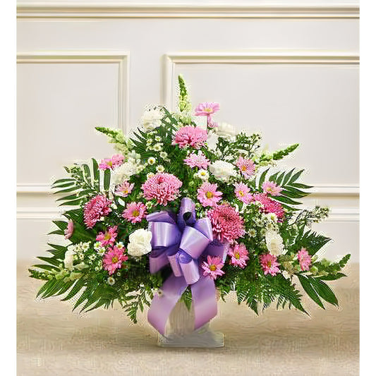 Tribute Lavender & White Floor Basket Arrangement - Floral Arrangement - Flower Delivery Brooklyn
