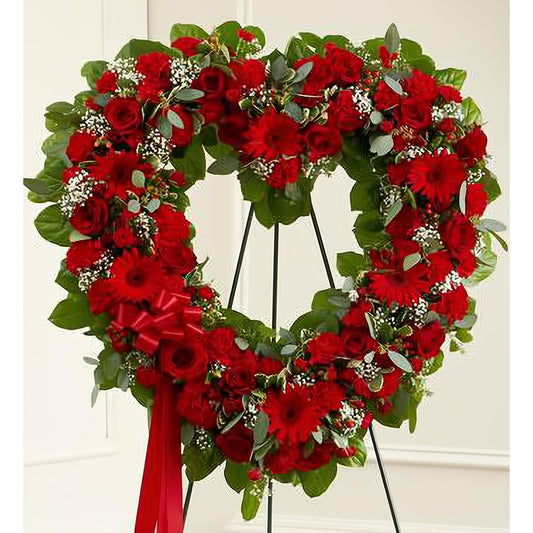 Always Remember Red Floral Heart Tribute - Floral Arrangement - Flower Delivery Brooklyn