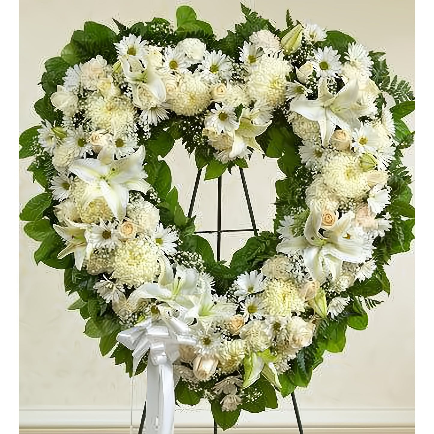 Always Remember White Floral Heart Tribute - Floral Arrangement - Flower Delivery Brooklyn