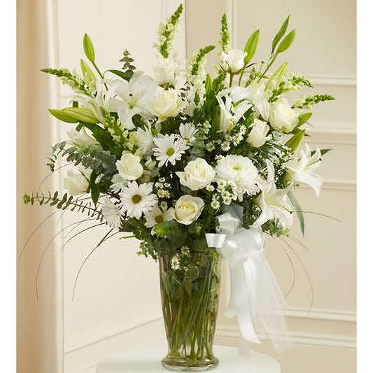 Beautiful Blessings White Vase Arrangement - Floral Arrangement - Flower Delivery Brooklyn