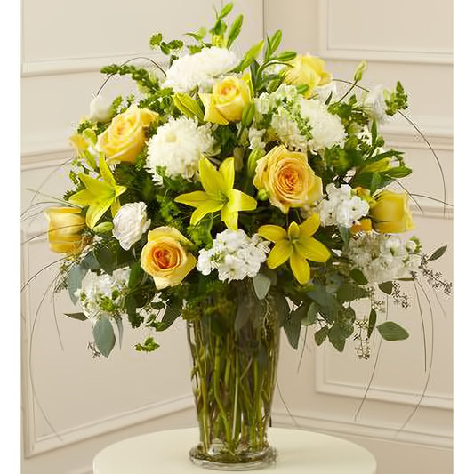 Beautiful Blessings Yellow Vase Arrangement - Floral Arrangement - Flower Delivery Brooklyn