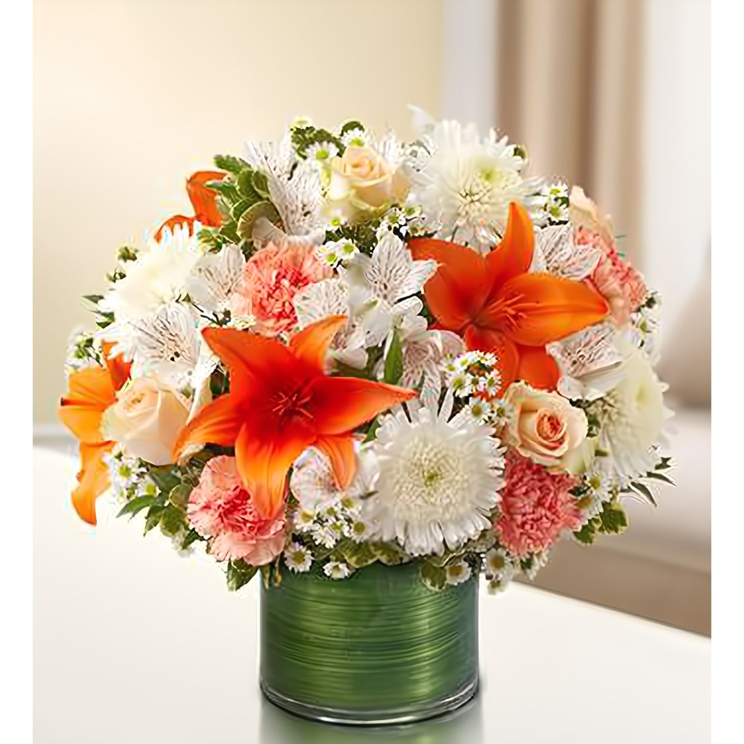 Cherished Memories - Peach, Orange and White - Floral Arrangement - Flower Delivery Brooklyn