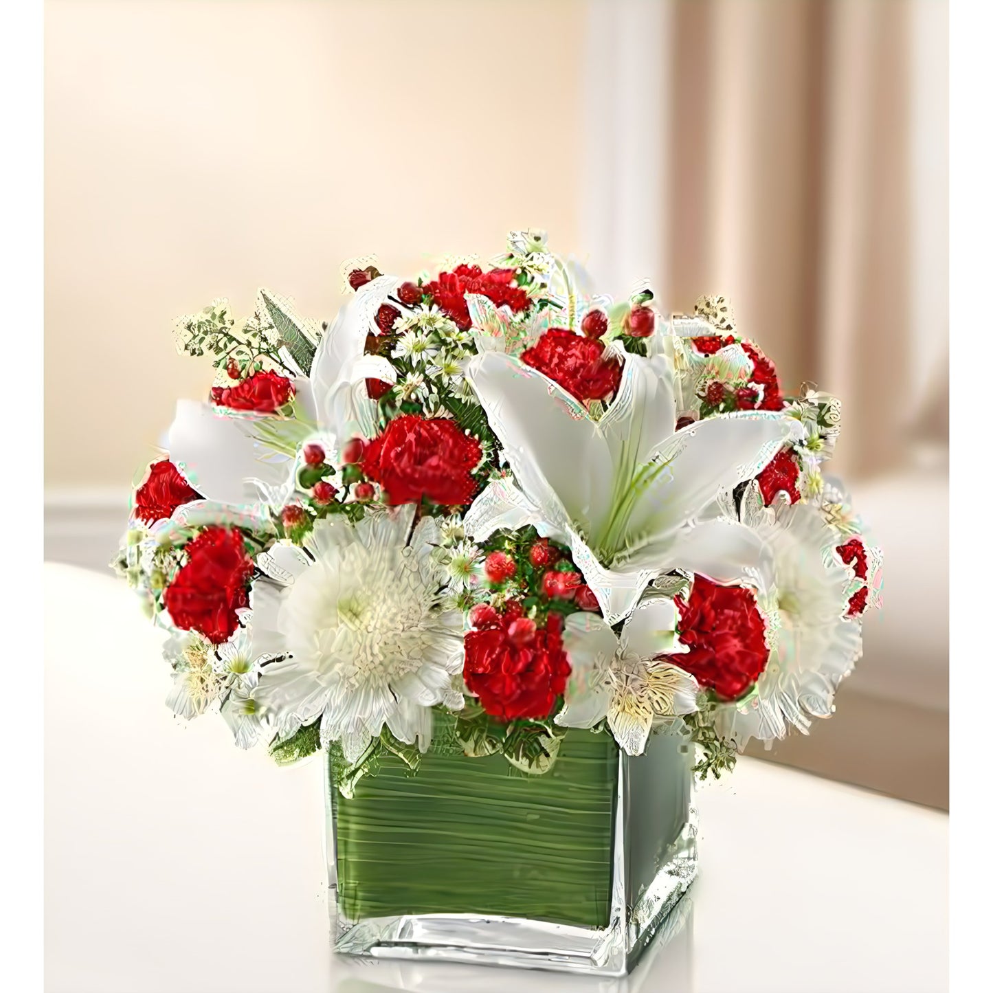 Healing Tears - Red and White - Floral Arrangement - Flower Delivery Brooklyn