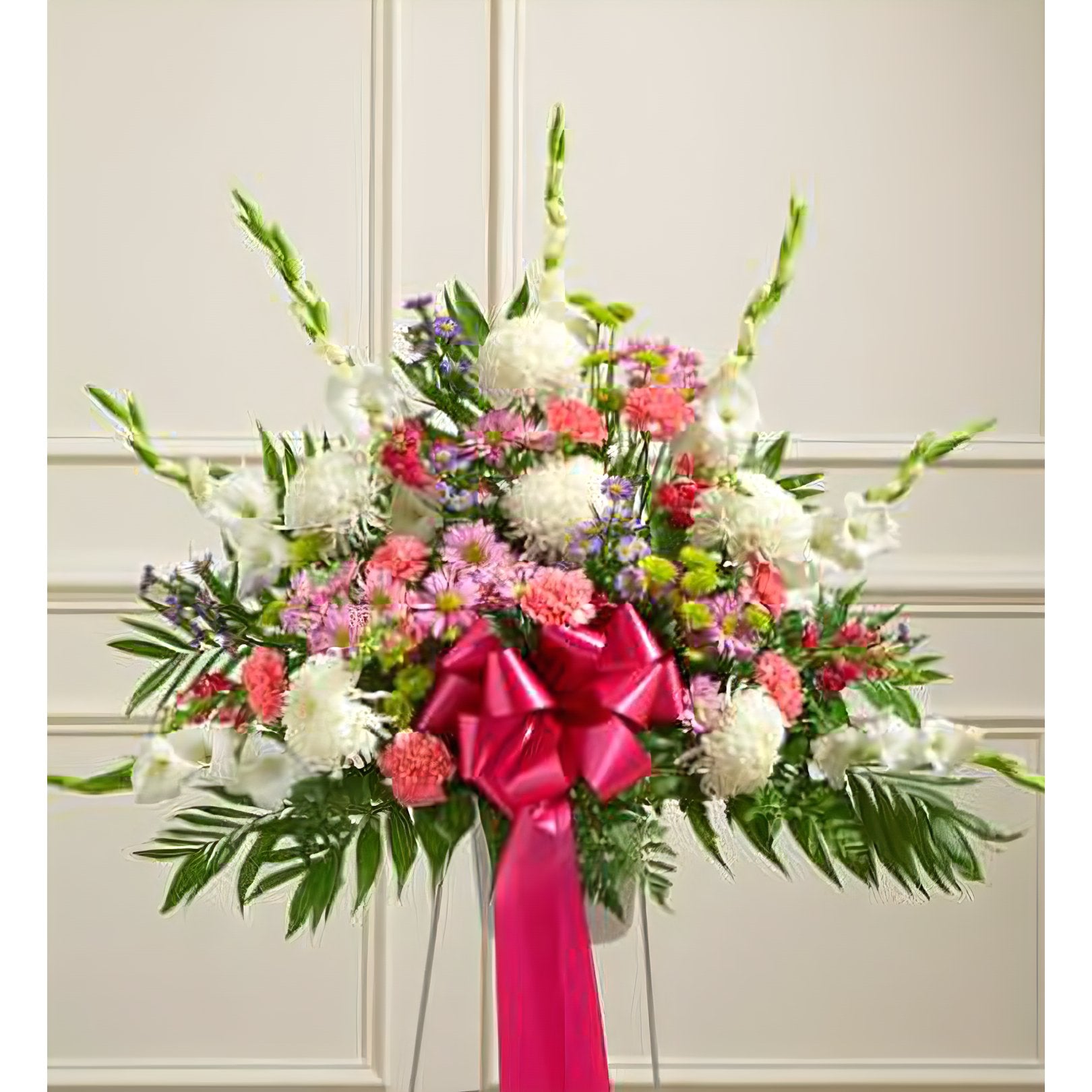 Heartfelt Sympathies Pastel Standing Basket - Floral Arrangement - Flower Delivery Brooklyn