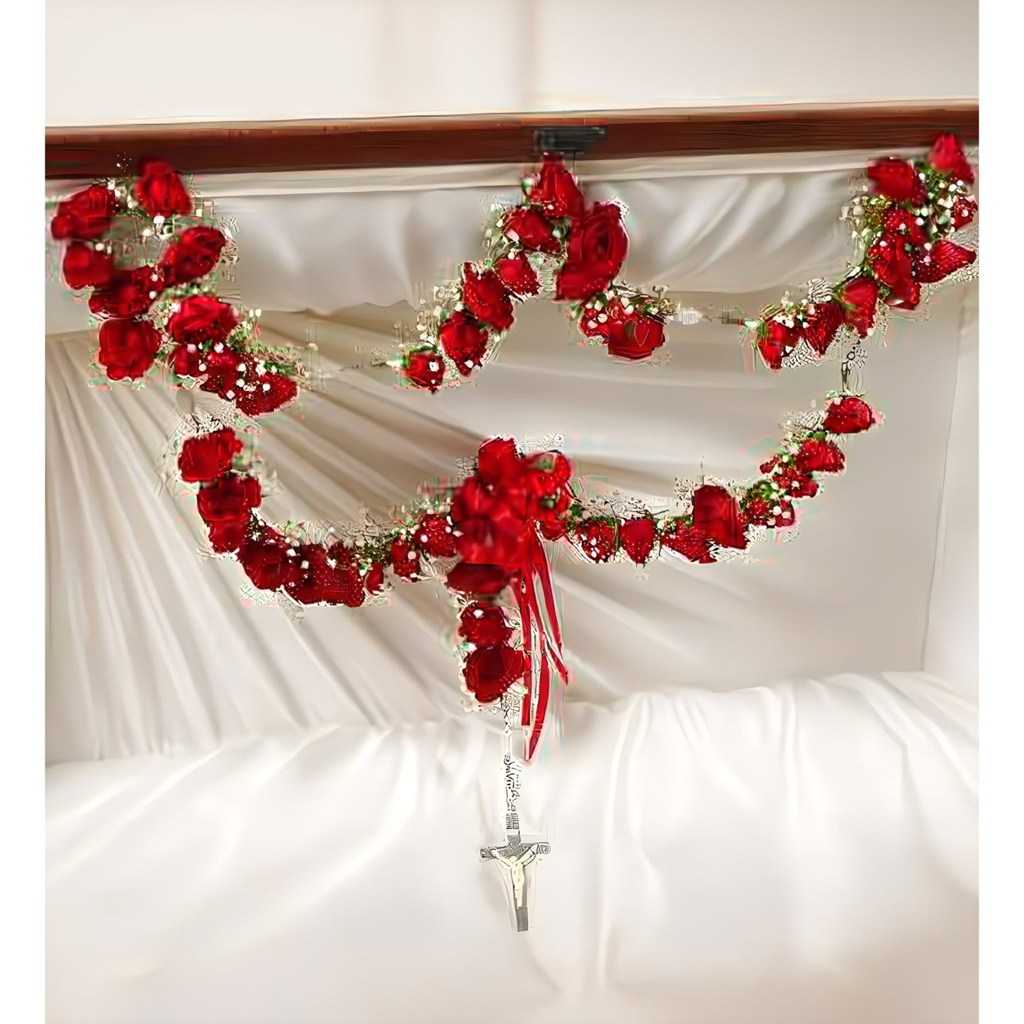 Large Rosary with Red Spray Roses - Floral Arrangement - Flower Delivery Brooklyn