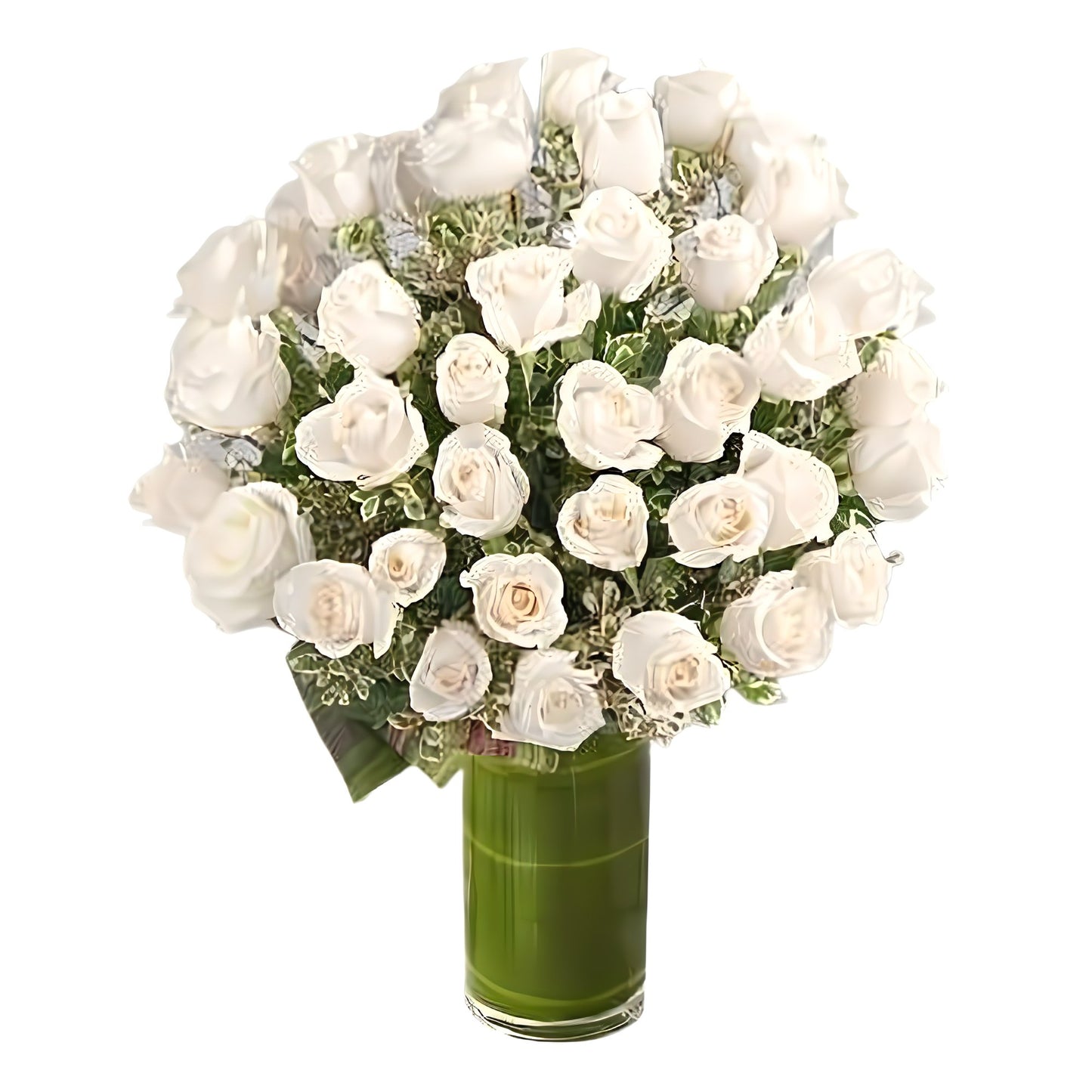 Luxury Rose Bouquet - 48 Premium Long Stem White Roses - Floral Arrangement - Flower Delivery Brooklyn