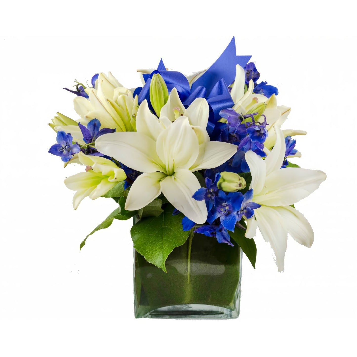 Modern Blue Cube - Floral Arrangement - Flower Delivery Brooklyn