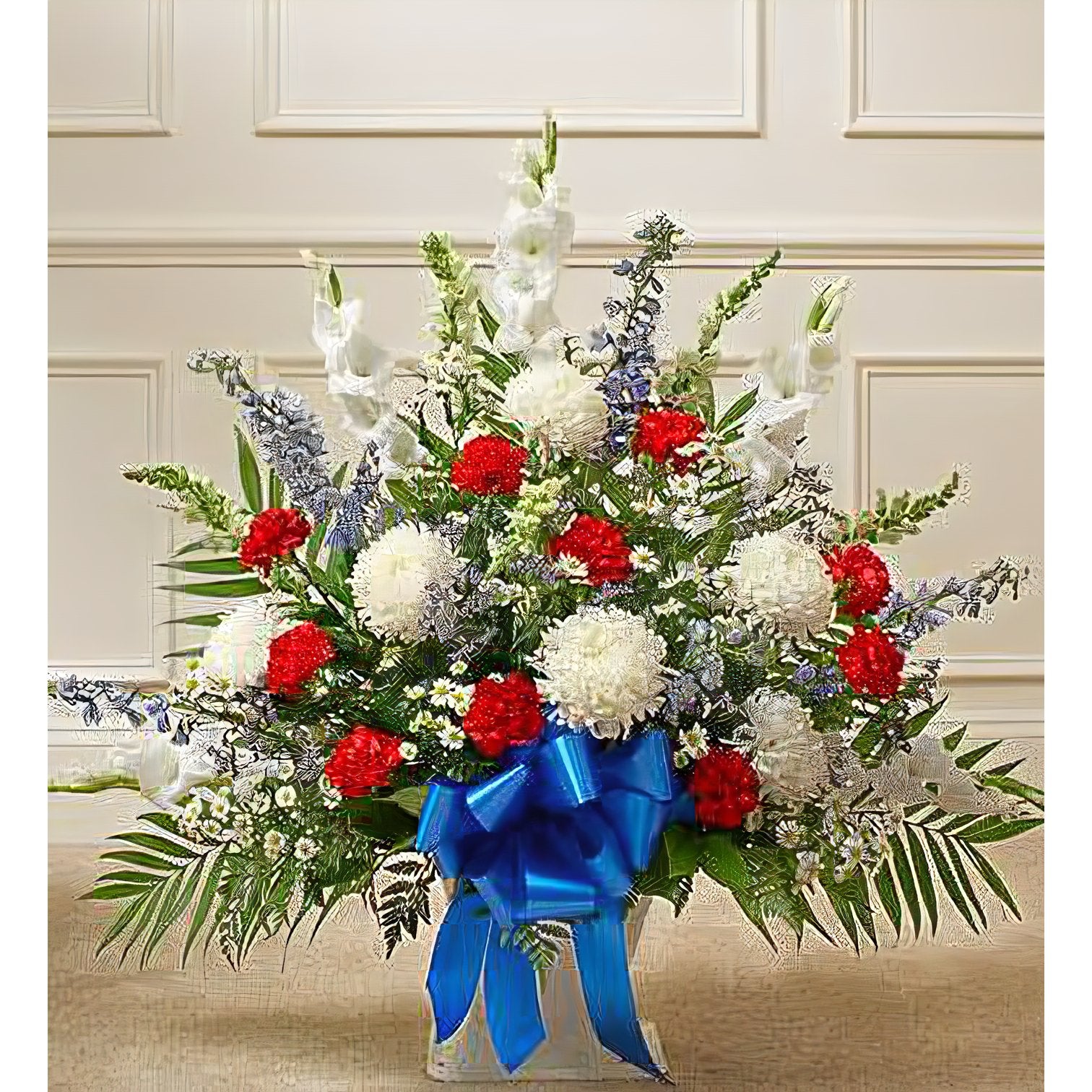 Patriotic Tribute Floor Basket Arrangement - Floral Arrangement - Flower Delivery Brooklyn