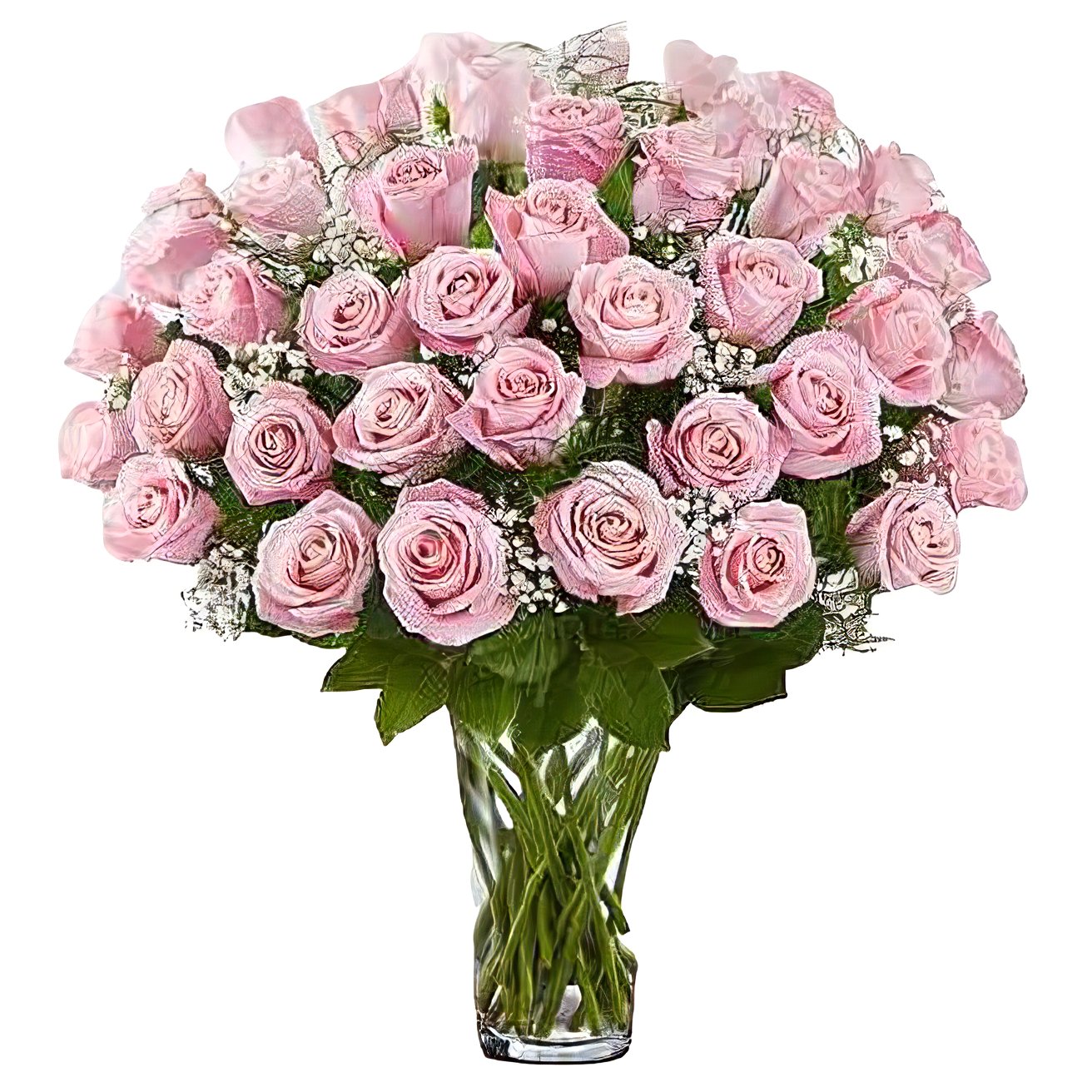 Premium Long Stem - 48 Pink Roses - Floral Arrangement - Flower Delivery Brooklyn