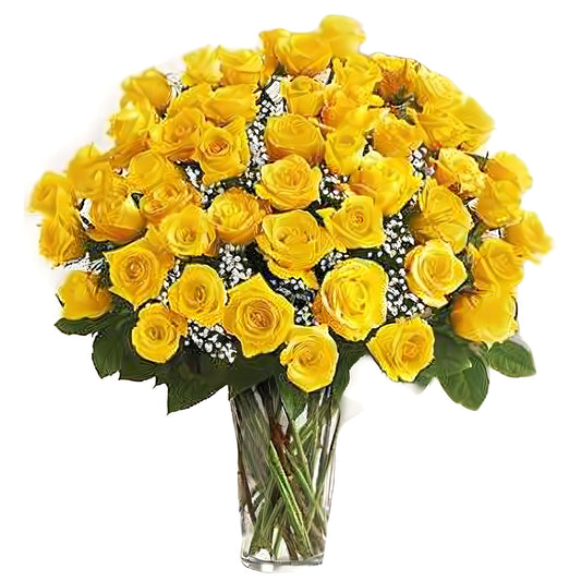Premium Long Stem - 48 Yellow Roses - Floral Arrangement - Flower Delivery Brooklyn