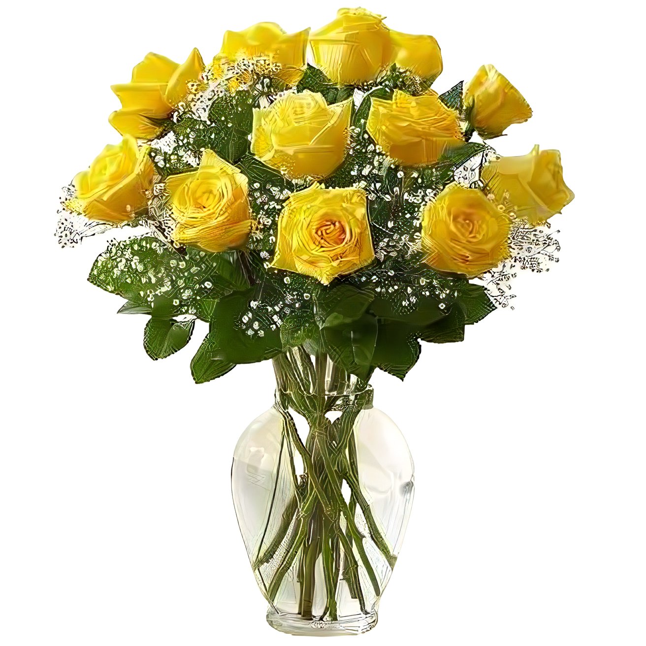 Premium Long Stem - Dozen Yellow Roses - Floral Arrangement - Flower Delivery Brooklyn