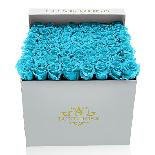 Preserved Roses Large Box | Bright Turquoise - Floral Arrangement - Flower Delivery Brooklyn