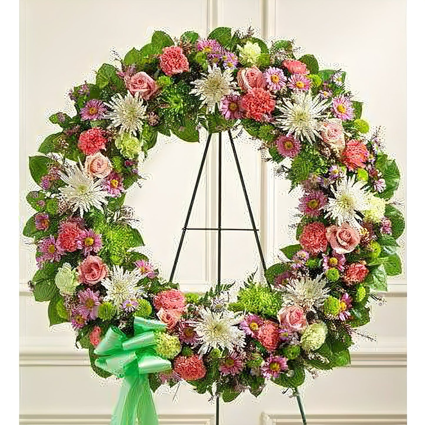 Serene Blessings Pastel Standing Wreath - Floral Arrangement - Flower Delivery Brooklyn