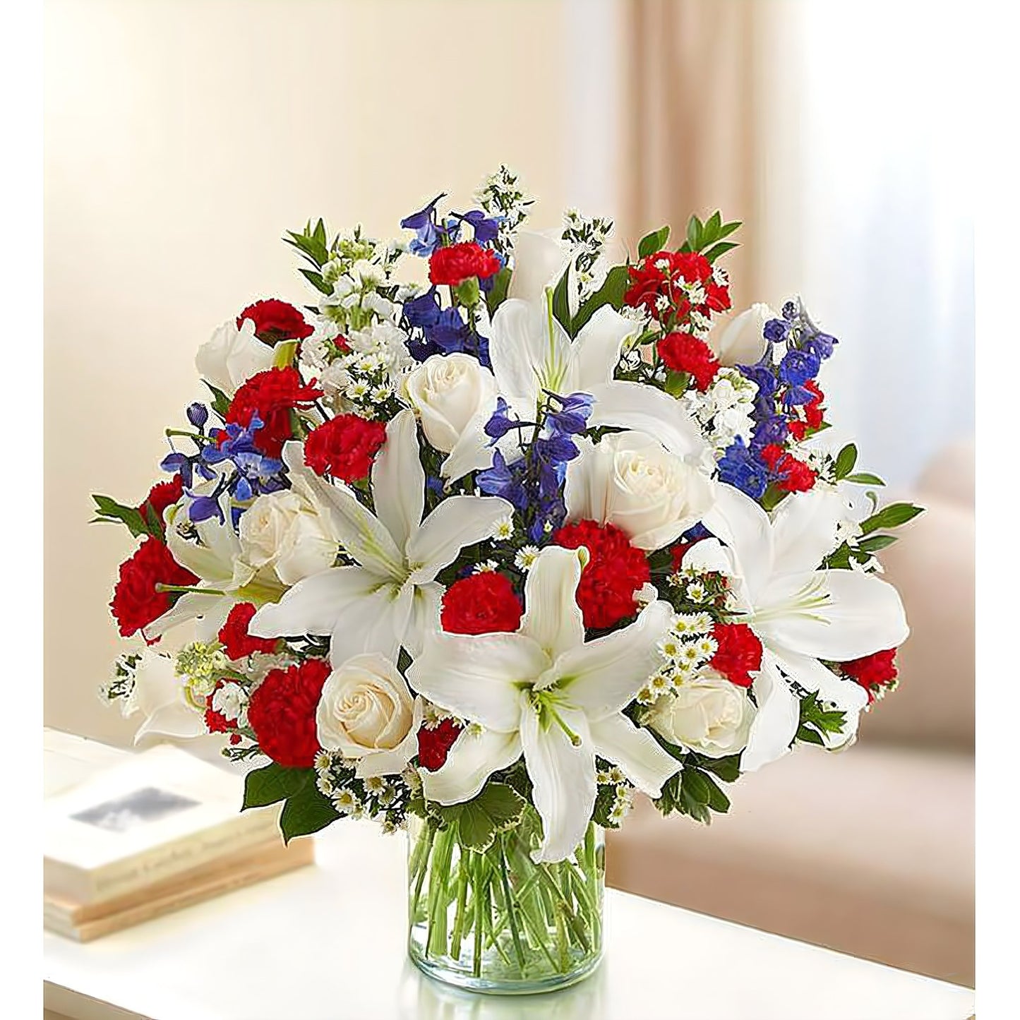 Sincerest Sorrow - Red, White and Blue - Floral Arrangement - Flower Delivery Brooklyn