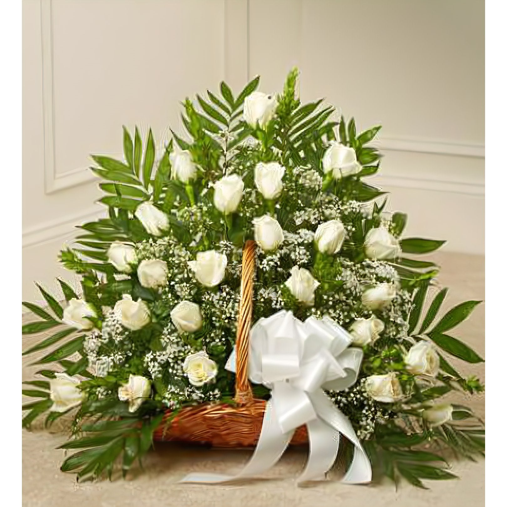 Sincerest Sympathies Fireside Basket - White - Floral Arrangement - Flower Delivery Brooklyn