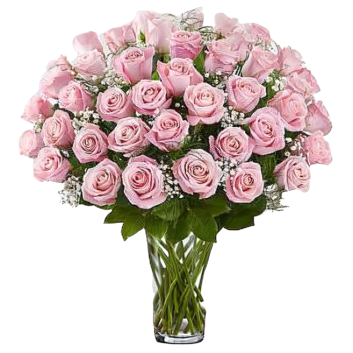 Queens Flower Delivery - Premium Long Stem 48 Pink Roses