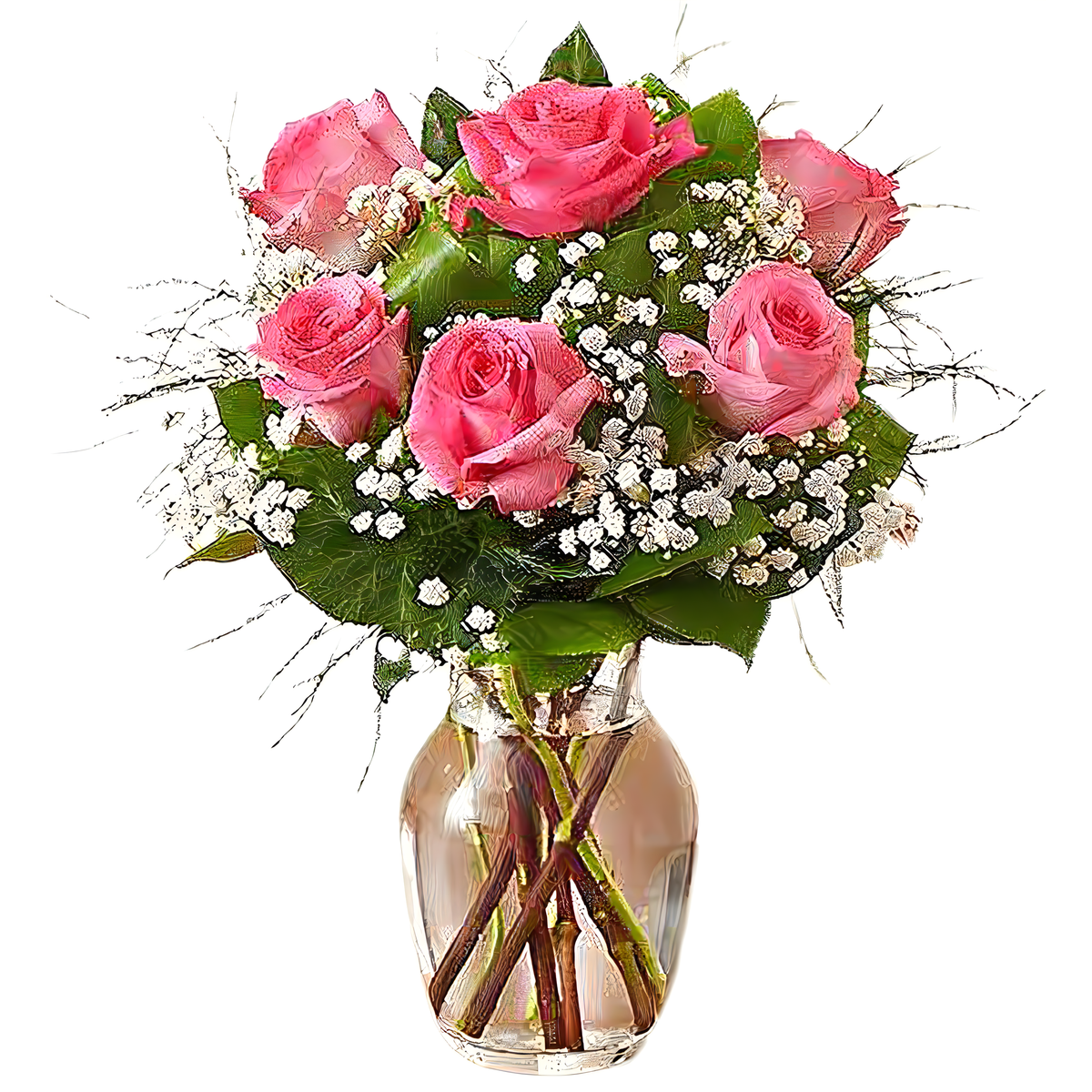 Queens Flower Delivery - Love&#39;s Embrace Roses Hot Pink